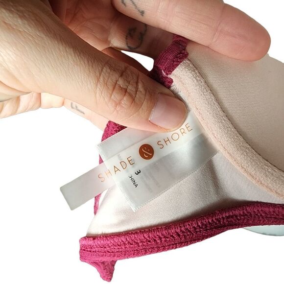 Shade & Shore 34b Magenta Raspberry Swim Bikini Top Underwire Textured - Picture 8 of 10